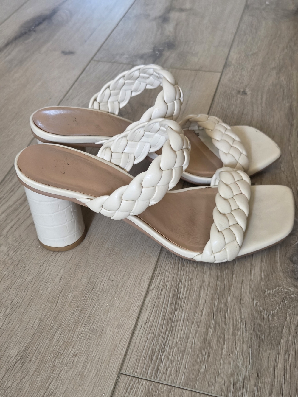 Braided Double-Strap Slide Heels in White - Women - Picture 2 of 6